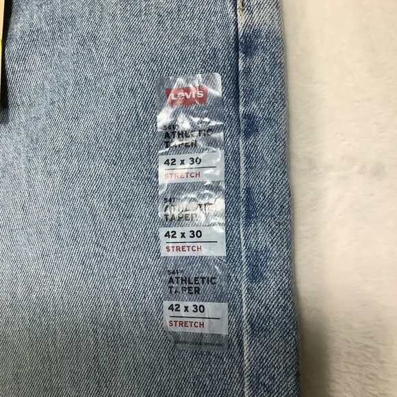 NWT Levi’s 541 Athletic Taper Jeans Sz 42 x 30 Distressed Stretch Medium Wash - Picture 4 of 6